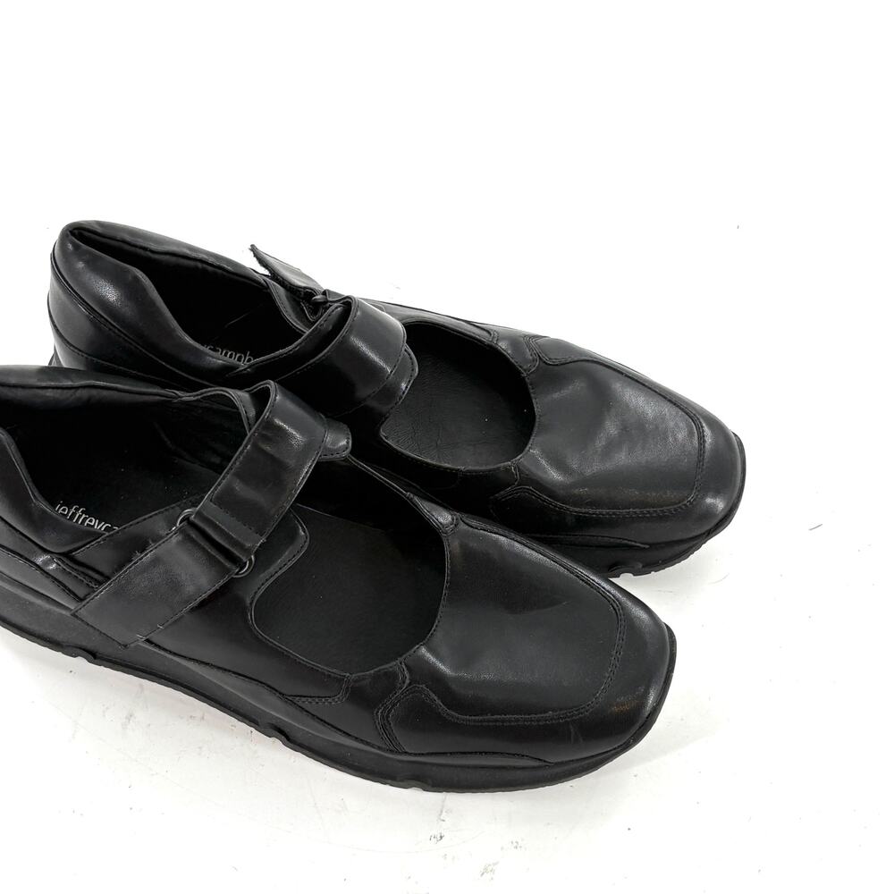 Jeffrey Campbell Kicks Wedge Sneakers 11 Black NWOT Mary Jane Leather Preppy - Picture 9 of 10